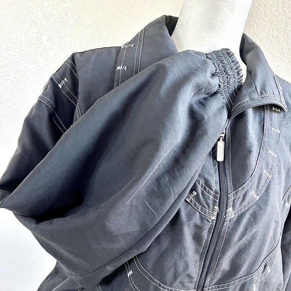 Janeve Windbreaker Jacket 80's 90's Black White Petite Large Retro Sport Vintage - Picture 11 of 16